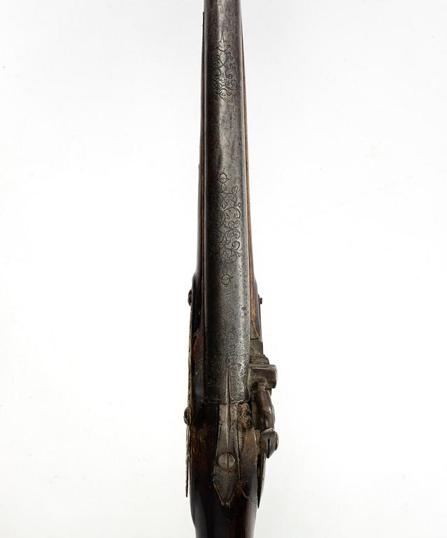 Percussion gun, converted from flintlock, Sweden, 18th century.