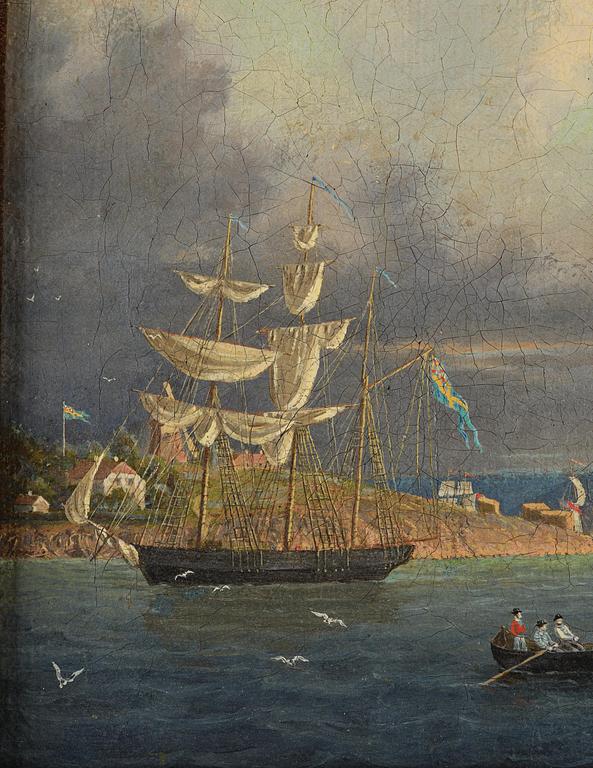 Marcus Larsson, Skepp utanför Norges kust, troligtvis Kristiania (Oslo), möjligtvis korvetten ”Lagerbjelke” och fregatten ”Josephine”.