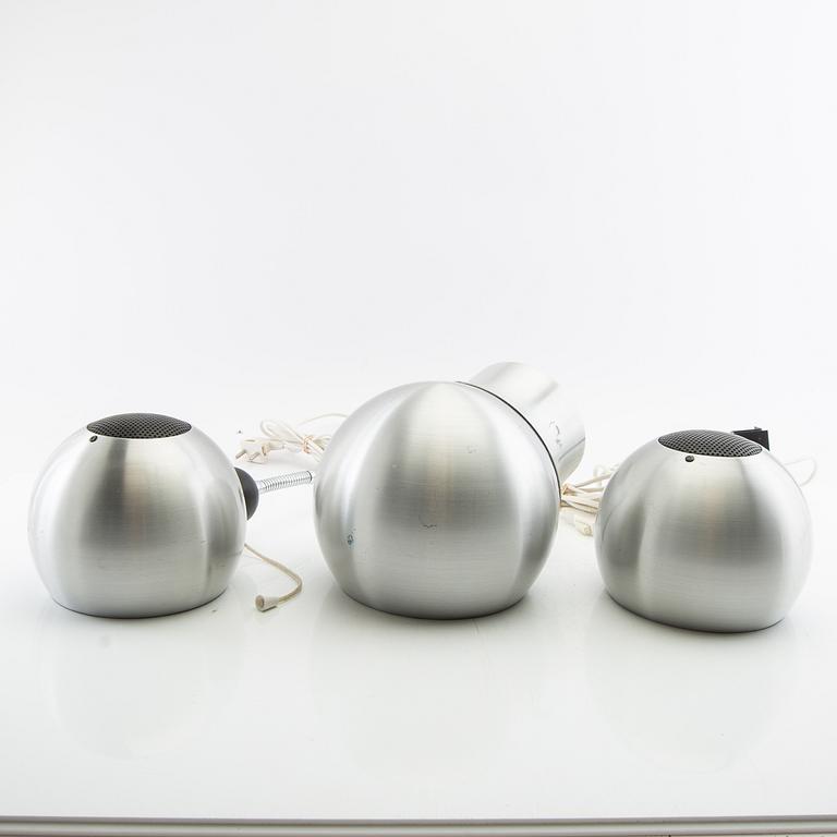 Wall lamps a pair and table lamp "Klot 3" Hemi late 20th century.