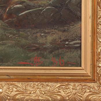 OKÄND KONSTNÄR, olja på pannå, monogramsignerad och daterad "-86" (1886).
