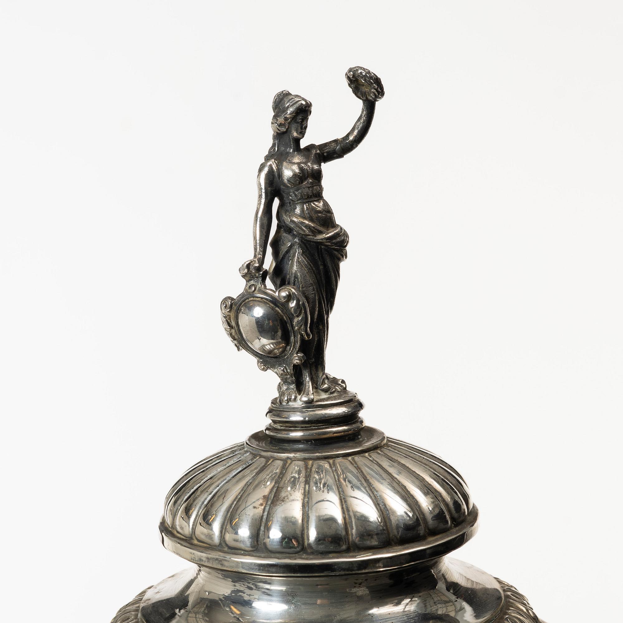 Drinking horn, silver plate, GAB, Stockholm early 20th century.