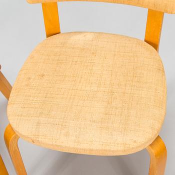 Alvar Aalto, stolar, 4 st, modell 63, O.Y. Huonekalu- ja Rakennustyötehdas A.B. 1900-talets mitt.