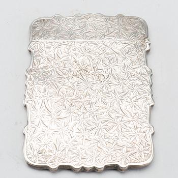 An English 19th century silver calling card case, mark of Birmingham 1899, length 10 cm, weight ca 71,5 gr.