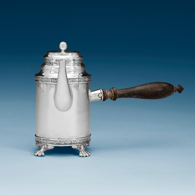 A Swedish 18th century silver coffee-pot, marks of Johan Abraham Hallard, Stockholm 1797.