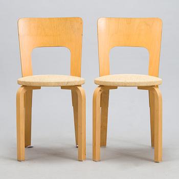 Alvar Aalto, stolar, 4 st, modell 66, Artek 1980-tal.