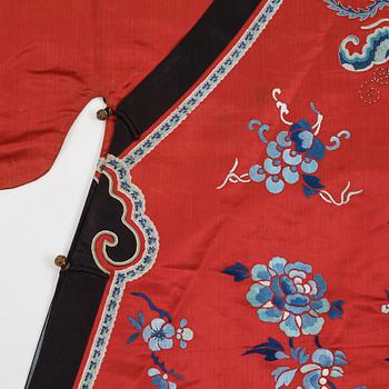 An embroidered silk robe, early 20th Century.