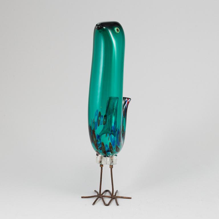 ALESSANDRO PIANON, a "Pulcino" glass bird, Vistosi, Murano, Italy 1960's.