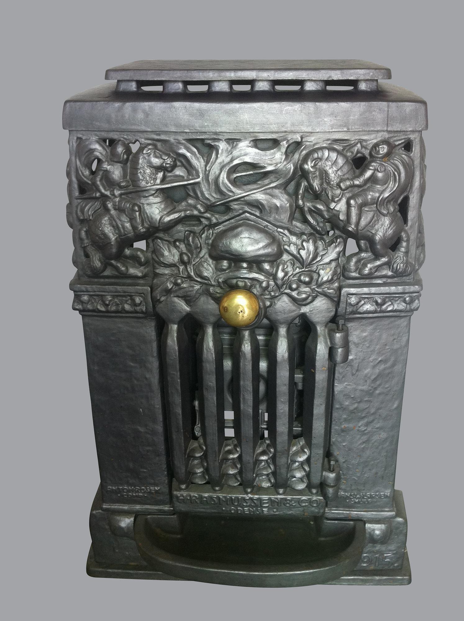 KAMIN, gjutjärn, jugendstil, efter Hans W Larsen, sent 1900-tal.