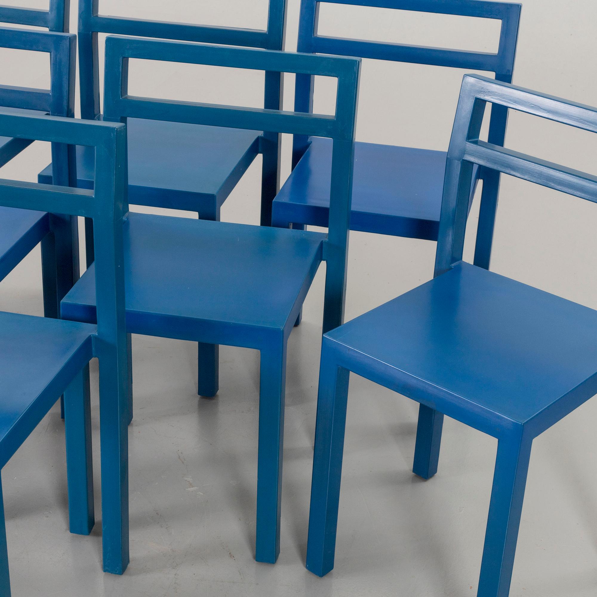 A set of 8 non komplot design chairs by B Berlin & Poul Chrsitansen for Källemo Värnamo 2000.