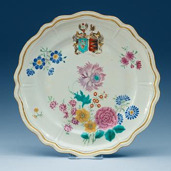 A set of four famille rose armorial dishes, Qing dynasty, Qianlong (1736-95).