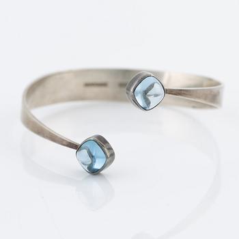 Bracelet, silver with blue stones, Gussi Malmö 1966.