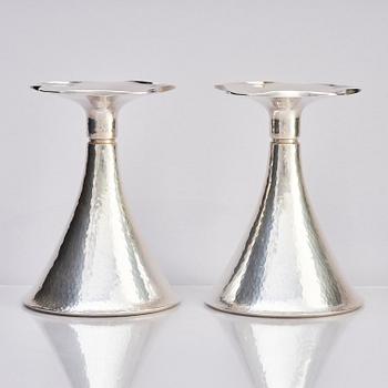 Bengt Liljedahl, a pair of silver candlesticks, Stockholm 1975.