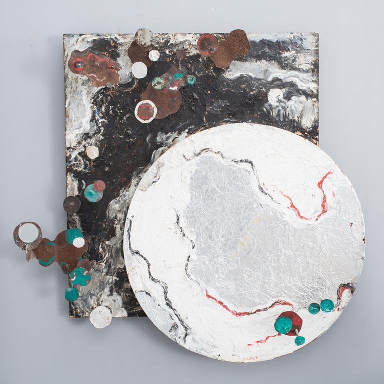 GUNNAR OKNER, mixed-media, signerad. 1960/70-tal.