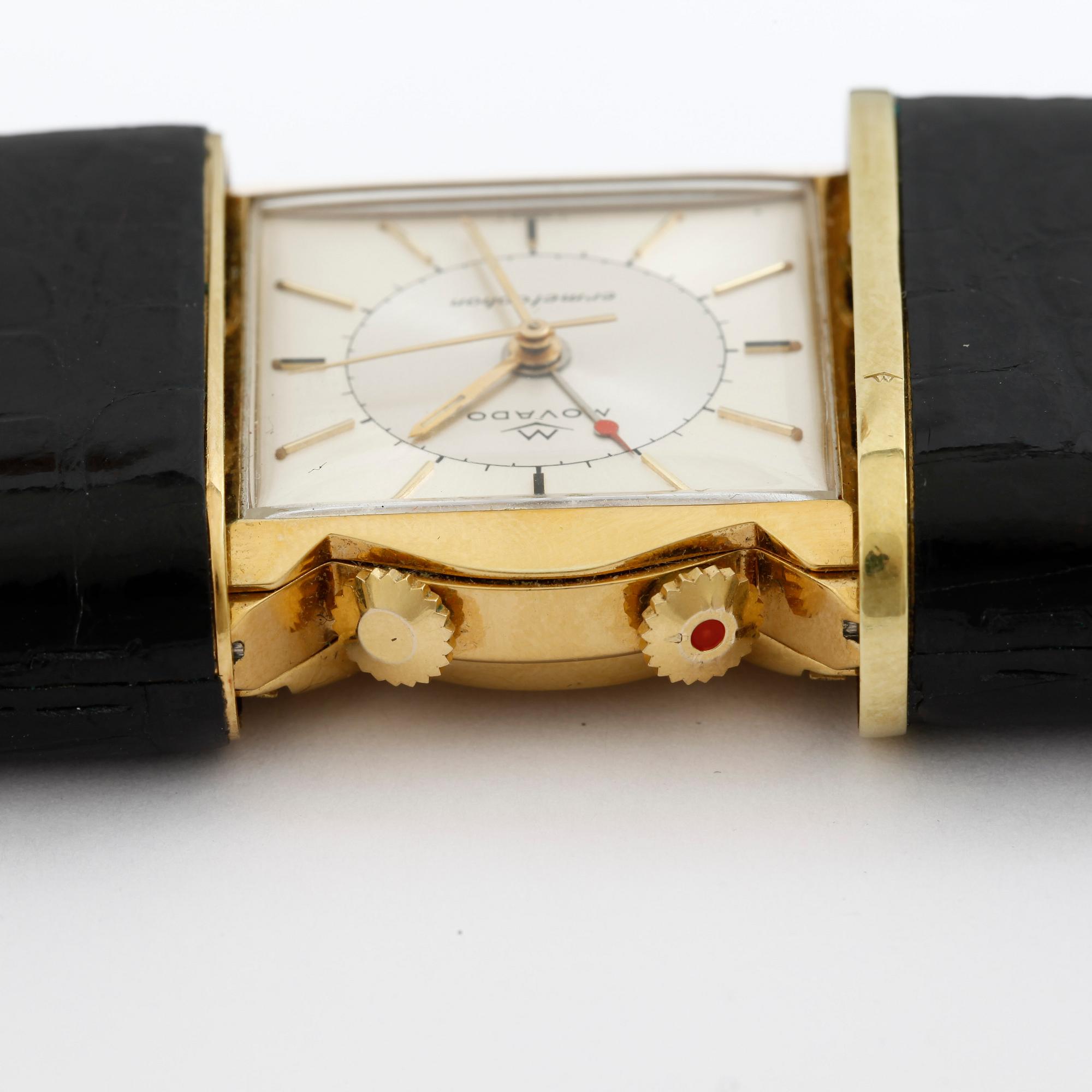RESEUR, Movado, Ermetophon, alarm, doublé, 1950/60-tal.