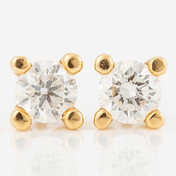 Earrings, a pair, 18K gold with brilliant-cut diamonds.