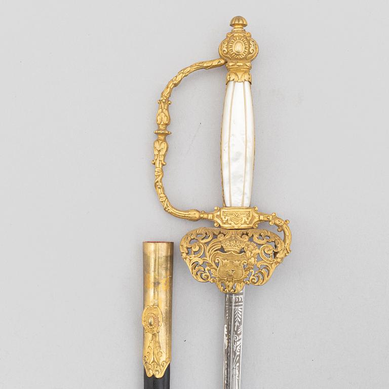 Smallsword, Swedish, 19th century, with scabbard.