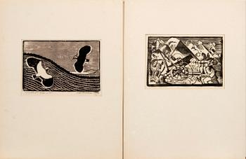 Pär Siegård, a collection of woodcuts and drawings, 21+7 pieces.