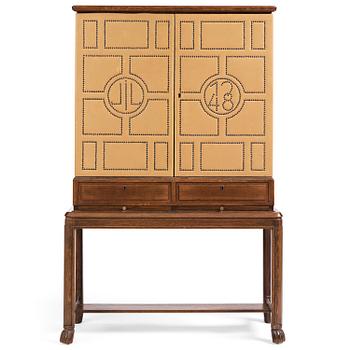 Otto Schulz, a Swedish Modern oak and faux leather bar cabinet, Boet, Gothenburg, 1948.