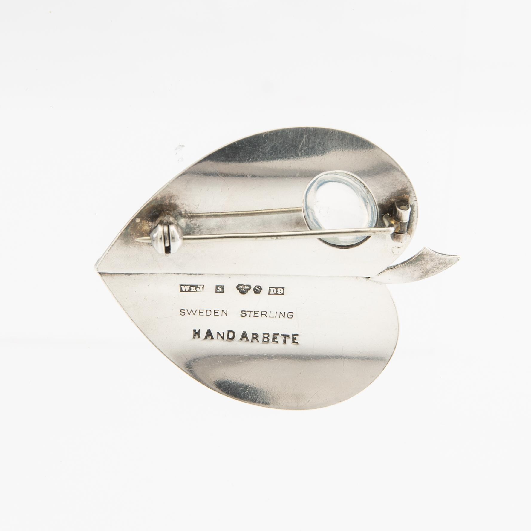 Brooch, sterling silver with rock crystal, Atelier Waldermar Jonsson, Skara, 1954.