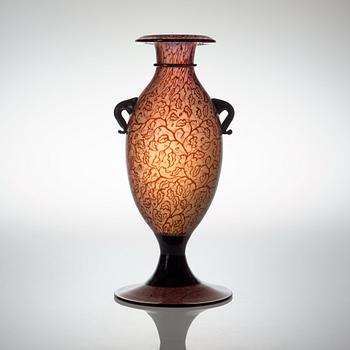 389. A Simon Gate graal glass vase, Orrefors 1921.