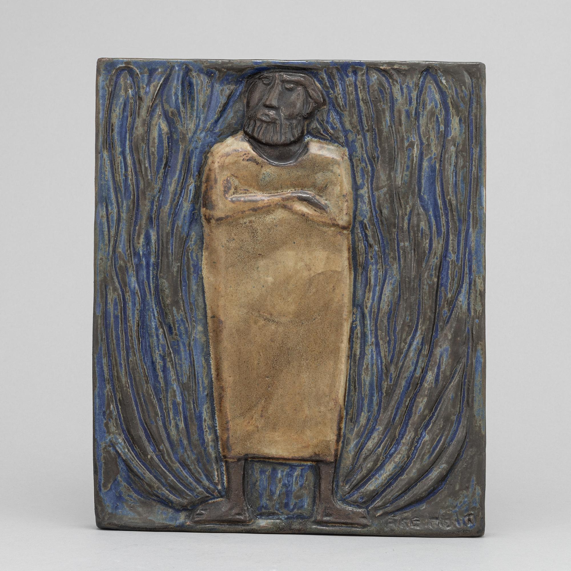 Åke Holm, a stoneware wall relief, signed.