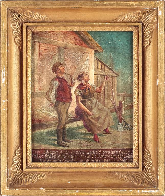 OKÄND KONSTNÄR, 2 st, olja på duk, Bär sign P. Anders, 1800-tal.