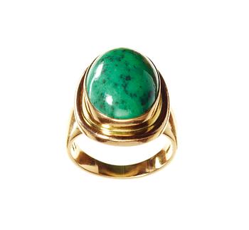 582. A Georg Jensen 18k ring with jade, Copenhagen post 1945.