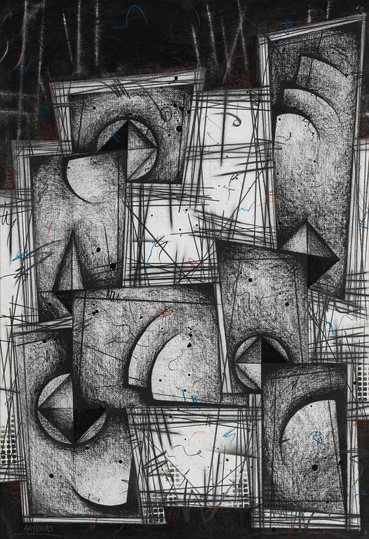 Silvano Argiolas, mixed media on paper, signed.