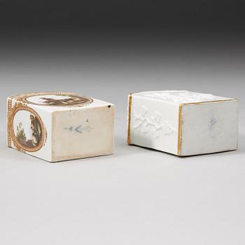 Two Meissen tea caddies, 18th Century.