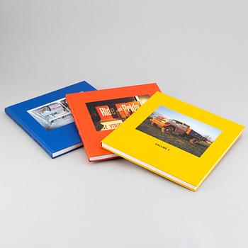 William Eggleston, portfolio with three books, the series "William Eggleston Chromes vol. 1-3", signed.