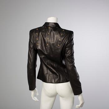 A leather jacket by Escada, in size 36.