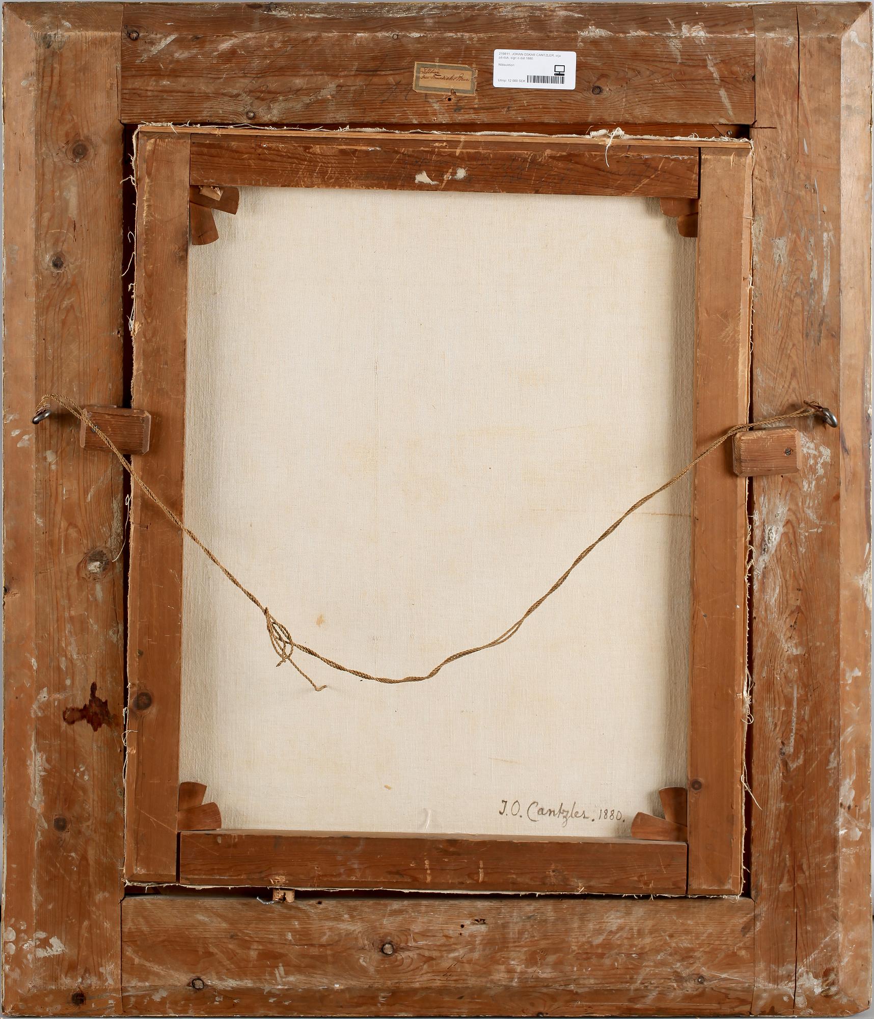 JOHAN OSKAR CANTZLER, olja på duk, sign o dat 1880.