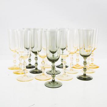 Simon Gate, champagne glasses 14 pcs "Salut" for Orrefors/Sandvik mid-20th century.