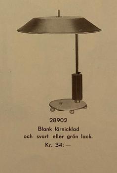 Erik Tidstrand, a table lamp model "28902", Nordiska Kompaniet, 1930s.
