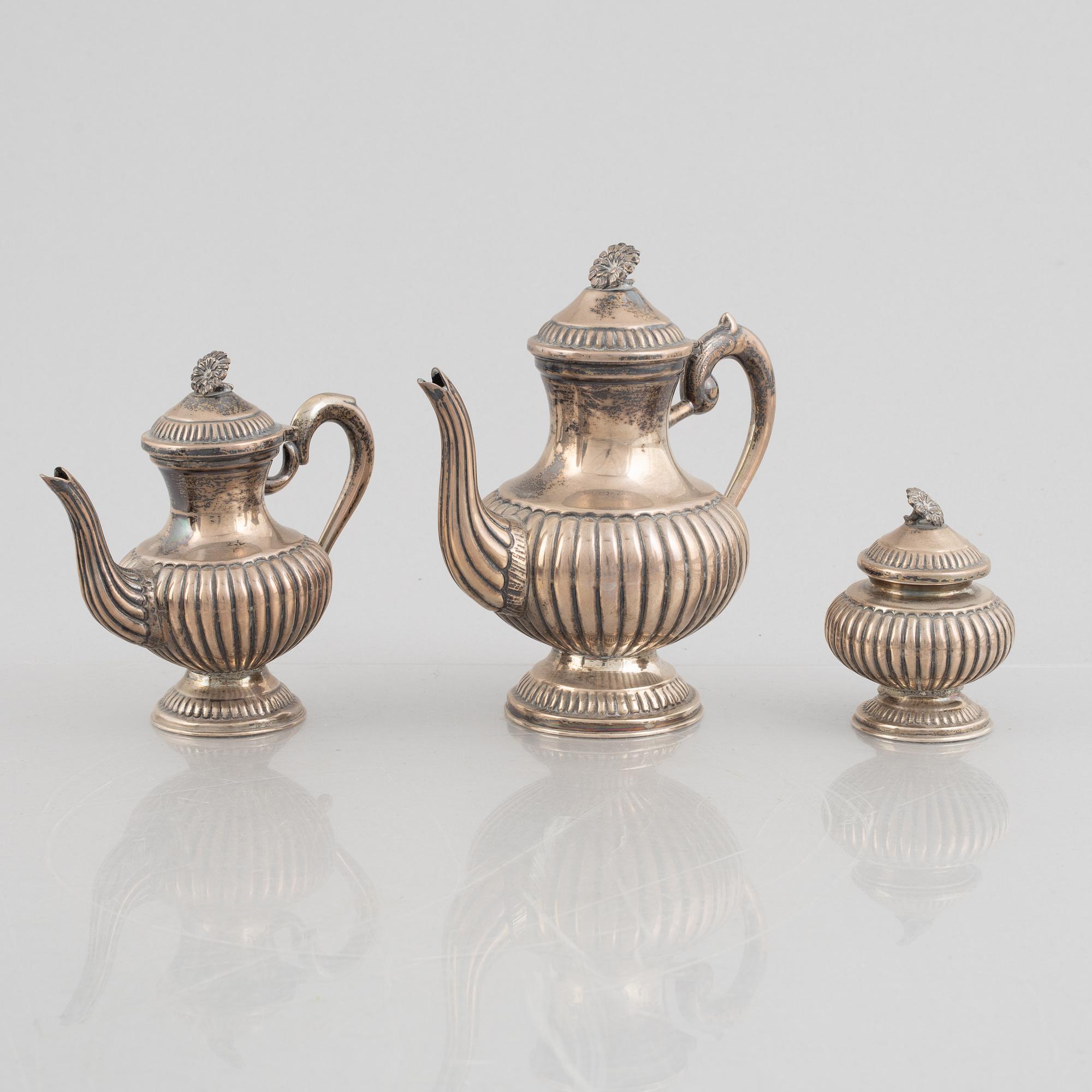 Coffee service, 3 pieces, silver 800, first half of the 20th century.