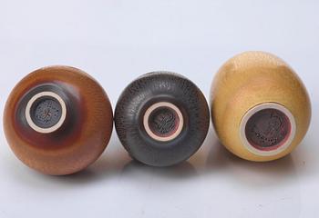 Berndt Friberg, a set of 11 miniature stoneware vases, Gustavsberg studio, Sweden 1960-70's.