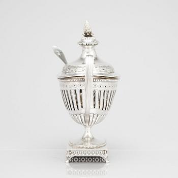 Isak Appelquist, Sockerskål med lock, silver, Stockholm 1795. Sengustaviansk.