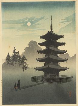 Eijiro Kobayashi (1870-1946), Japan, 'Pagoda at Night'.