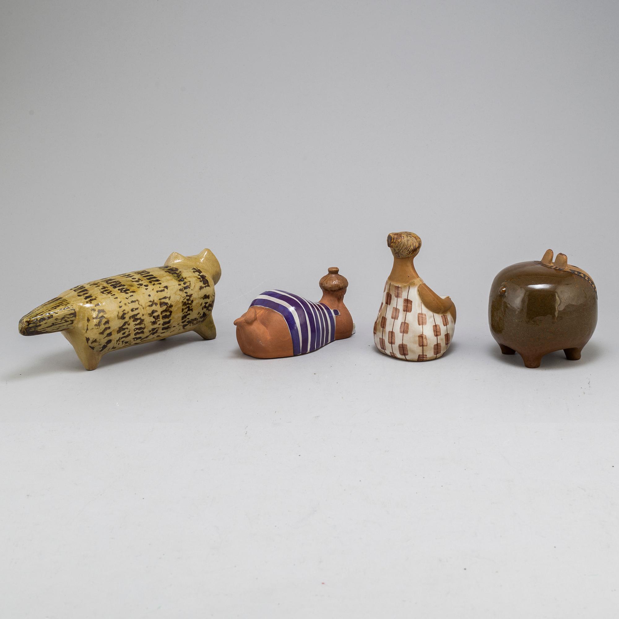 LISA LARSON, figurer, 4 st, stengods, Gustavsberg.
