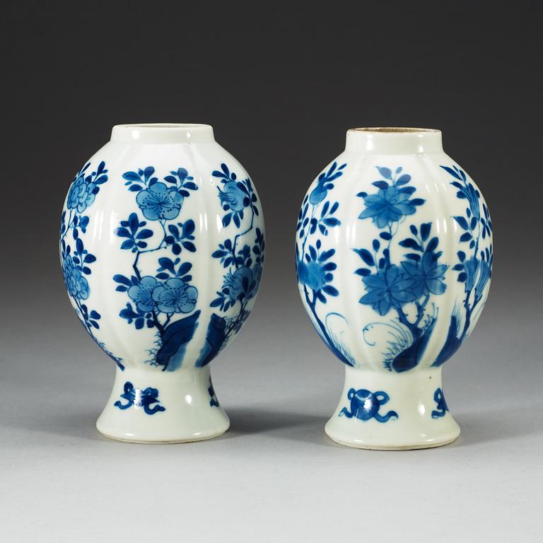 Two blue and white vases, Qing dynasty, Kangxi (1662-1722).