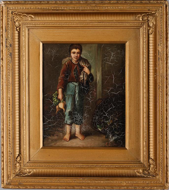 OIDENTIFIERAD KONSTNÄR, olja på plåt, signerad L. B. Tenier, 1800-tal.