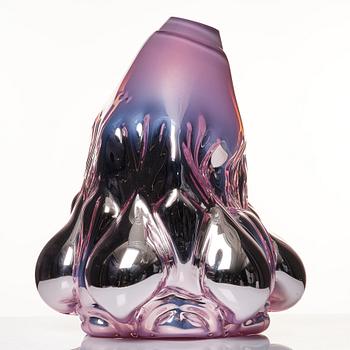 Hanna Hansdotter, a "Dripping print" glass sculpture, The Glass Factory, Boda Glasbruk, Sweden 2018.