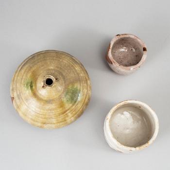 Vaser, 3 st, glaserat stengods, Japan,