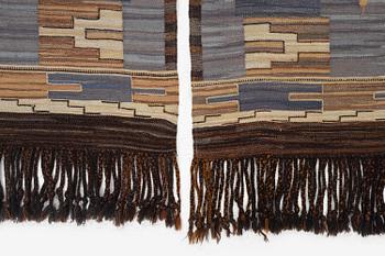 A pair flat weave  drapes, c. 232 x 84 cm each, signed JBV (Johanna Brunsson's weaving) and dated 1927.