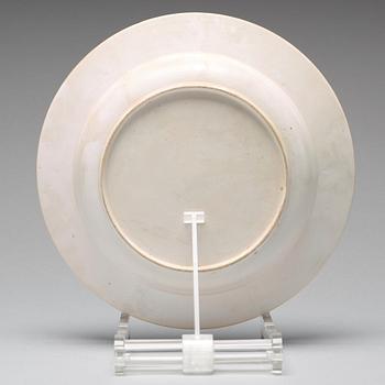 A set of eight blue and white armorial soup dishes, Qing dynasty, 18th Century.