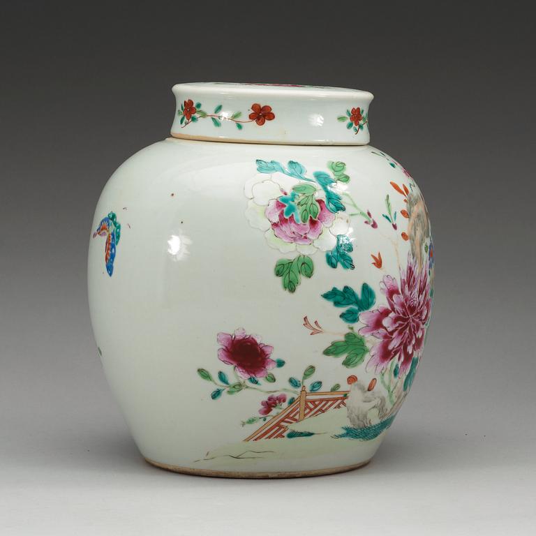 A famille rose jar with cover, Qing dynasty, Qianlong (1736-95).