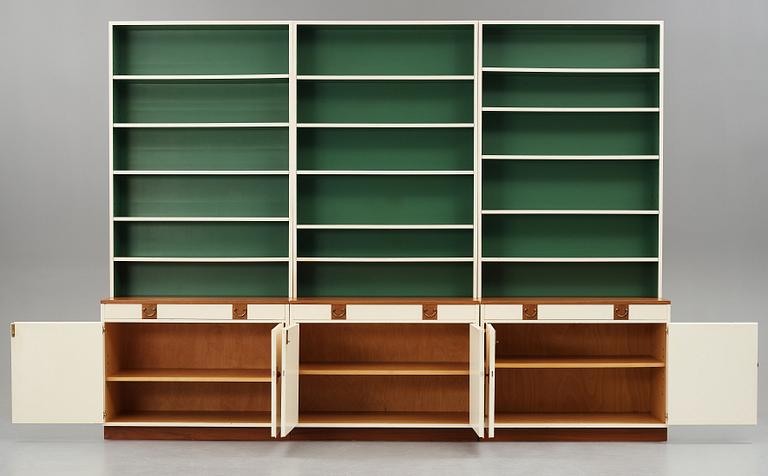 Josef Frank, a set of three "model 2255" bookshelves, Svenskt Tenn, Sweden, mid 1900's, provenance Estrid Ericson.