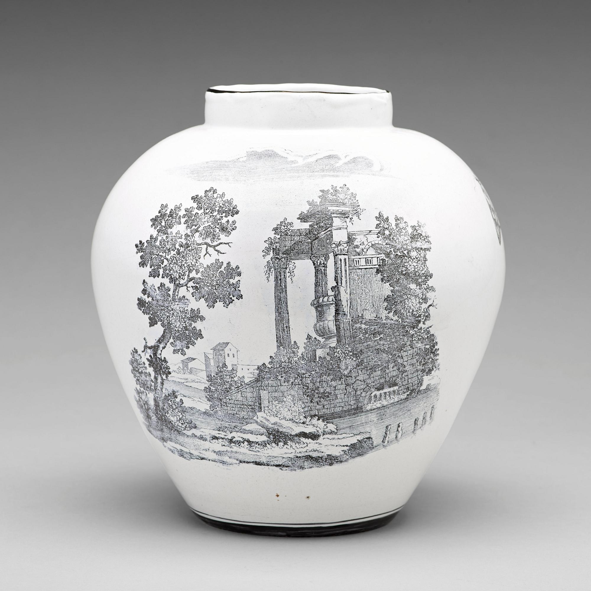 A Swedish Marieberg faience jar, 18th Century.