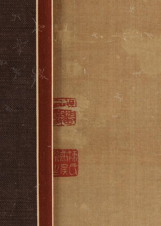 OKÄND KONSTNÄR, tvådelad, akvarell på siden. Qing dynastin, troligen 1700-tal.