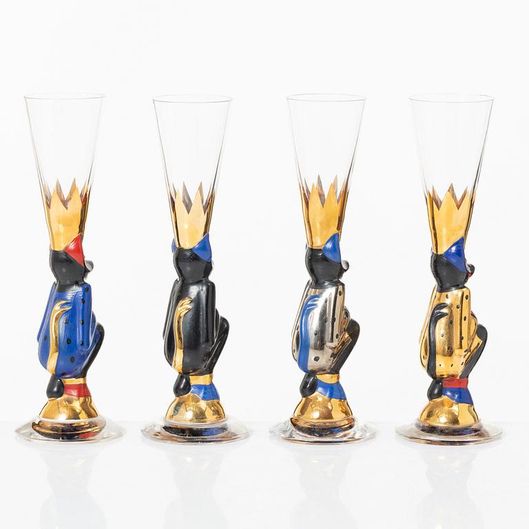 Gunnar Cyrén, schnaps glasses, 6 pcs, so called "Devil glasses", from the Nobel service, Orrefors.